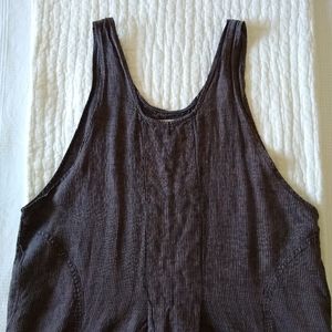 Vintage Flax Maxi Jumper Dress Linen Pockets L